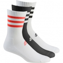 adidas Sport Socks Crew Cushion 3-Stripes (fully padded) black/white/red - 3 pairs